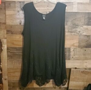 La Vanya Black Lacy Tunic Top Asymmetric Witchy Whimsigoth Flowy Festival Sz 2X